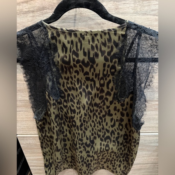 Lovestitch Leopard Print Blouse with Black Lace Small - Picture 4 of 5